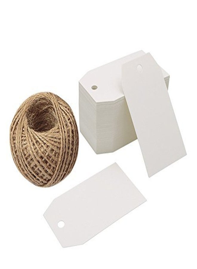 KINGLAKE Gift Tags,100 Pcs White Paper Blank Gift Tags with String for Wedding Favors,Craft Tags with Natural Jute Twine - Image 4